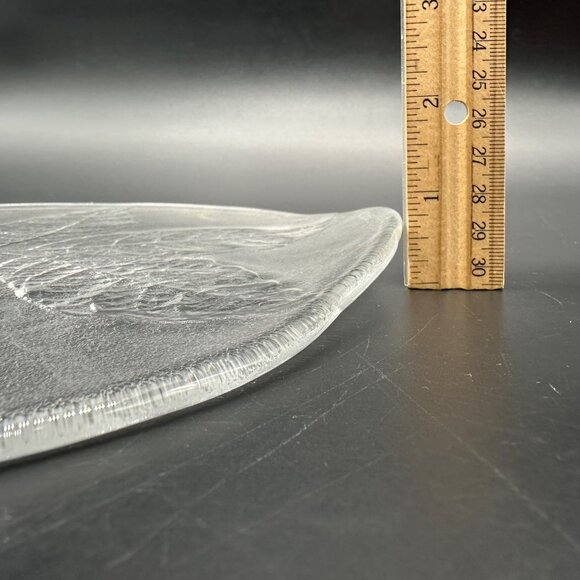 Vintage Kosta Boda Party Glass Serving Plate Leaf Sweden Clear Autumn Fall Decor - Picture 9 of 9